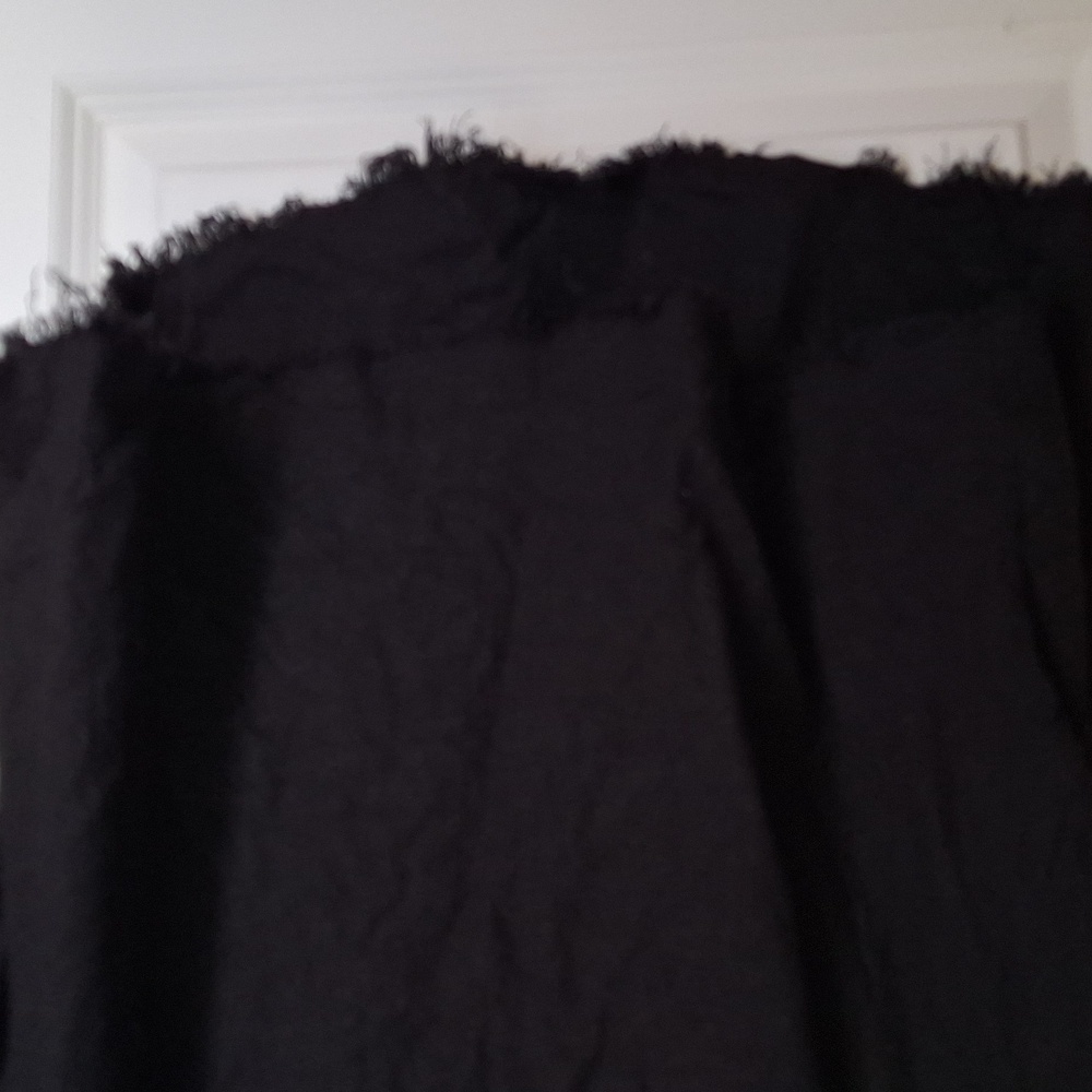 Umgee Ruffle Sleeve Frayed Black Frayed Hem Blouse Sz L GOTH Vamp Western Casual - Picture 6 of 8